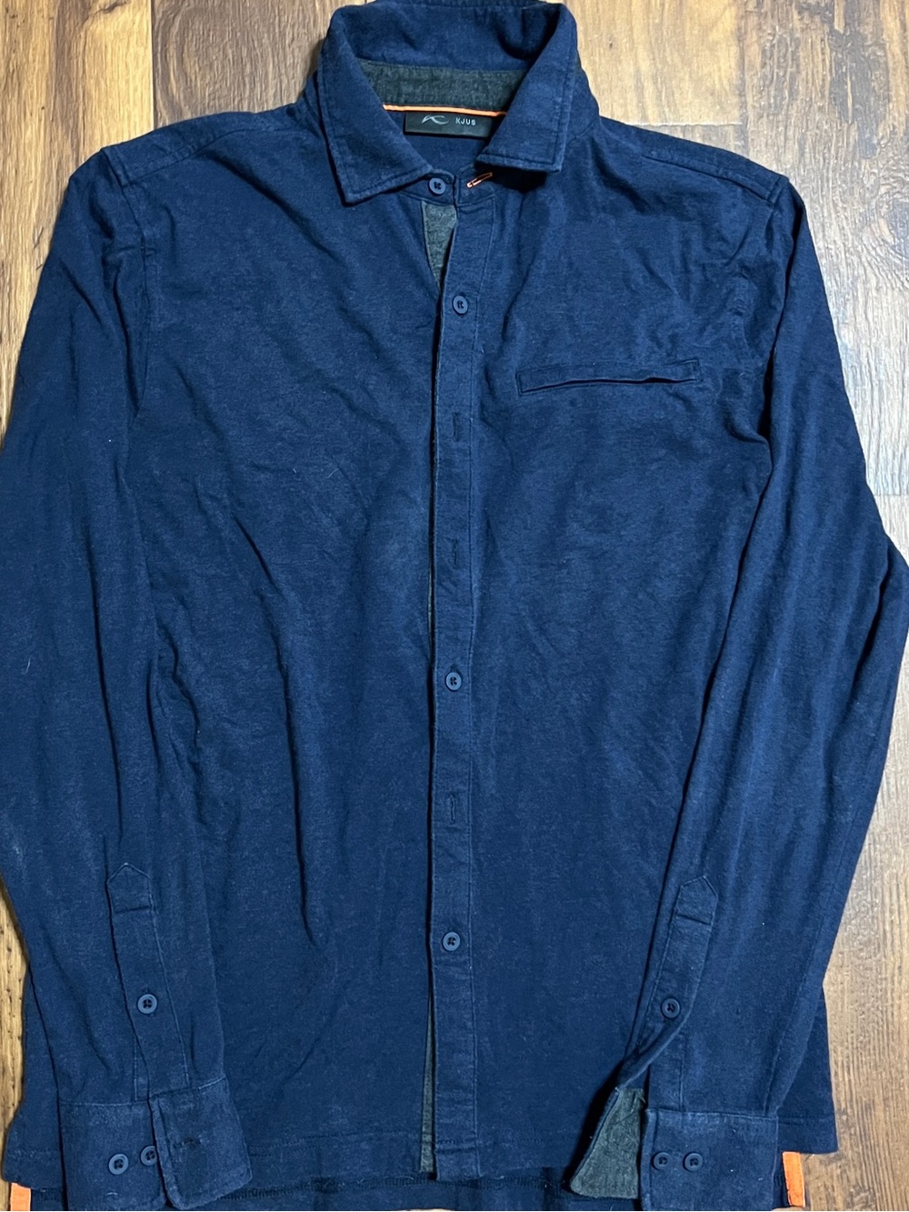 KJUS Inverness Shirt Mens Size Medium/50 Blue Cashmere Knit Button Up Shirt
